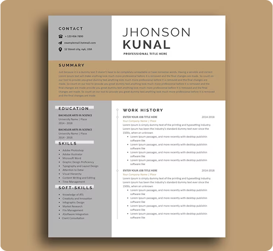 Modern Split resume template preview